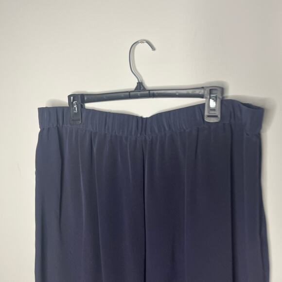 Eileen Fisher Women's Pants XL Navy Silk Wide Leg Crop Minimalist 24" Inseam - Picture 5 of 8